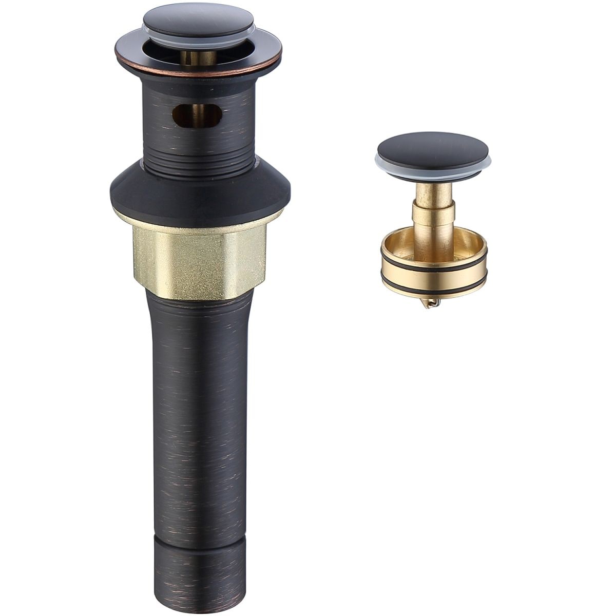 Pop-Up Drain Stainless Steel With Overflow Anti-Clogging for Vessel Sink Lavatory Vanity Sink Drain with Strainer Basket, Oil Rubbed Bronze