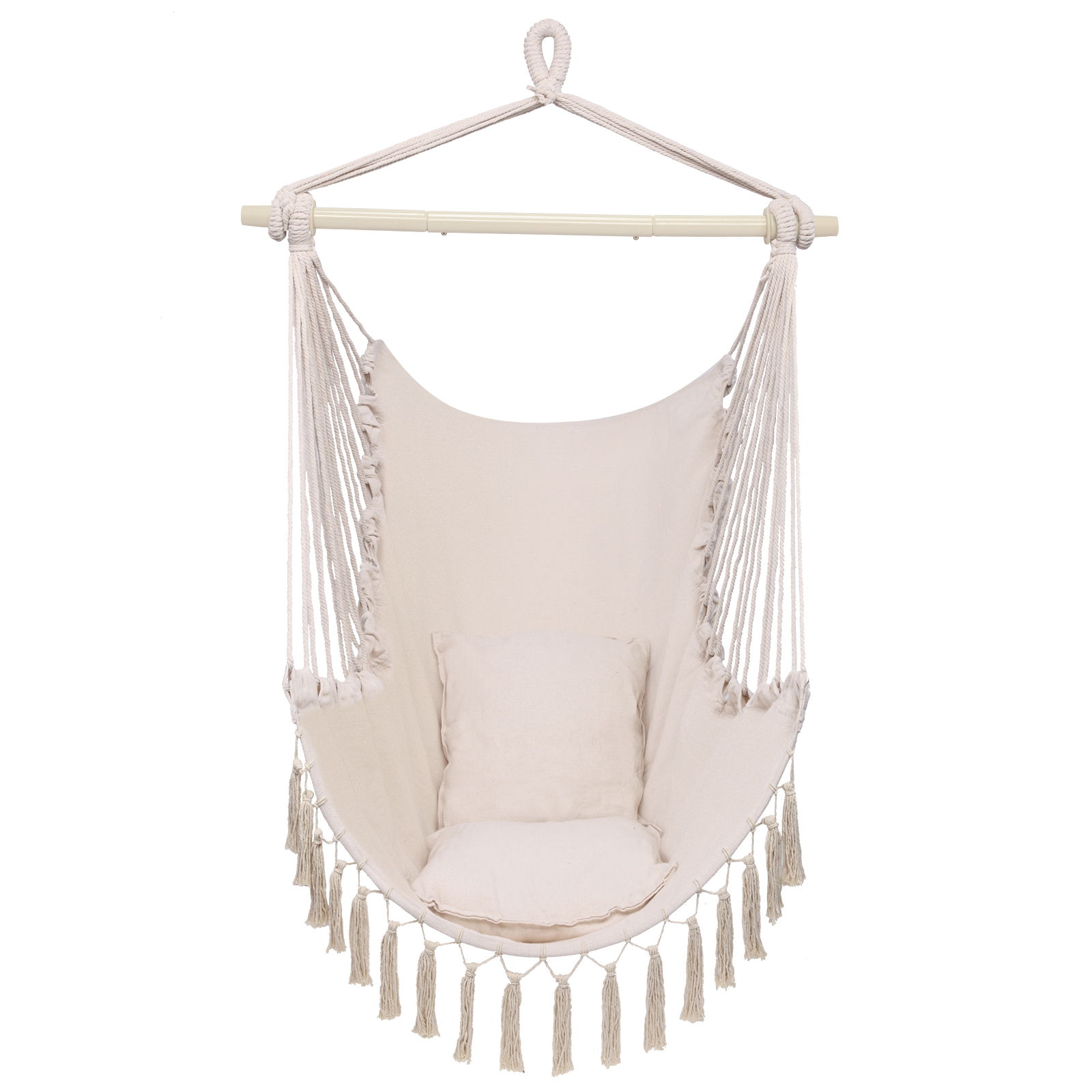 Pillow Tassel Hanging Chair Beige
