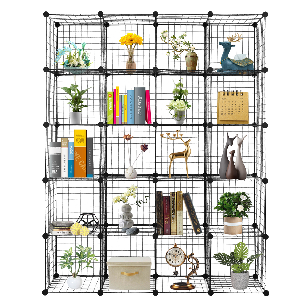20-Cube Organizer Cube Storage Storage Shelves Wire Cube Storage Origami Shelves Metal Grid Multifunction Shelving Unit Modular Cubbies Organizer Bookcase